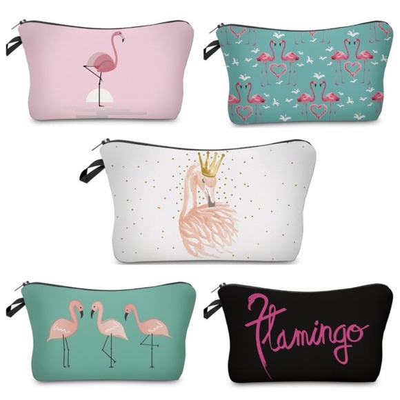 Flamingo Cosmetics Bag Toiletry Organizer Clutch - Picture 1 of 8